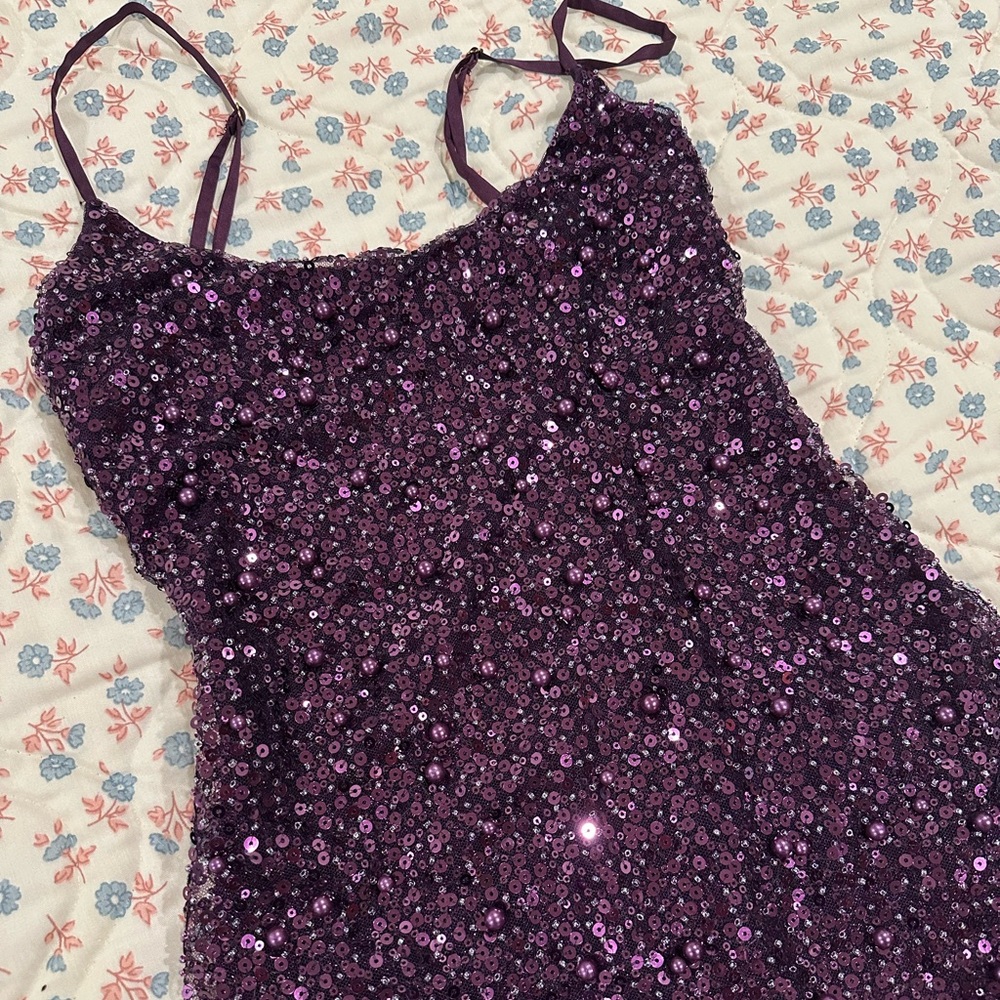 Oh Polly Purple Sequin Mini Dress - Picture 7 of 8
